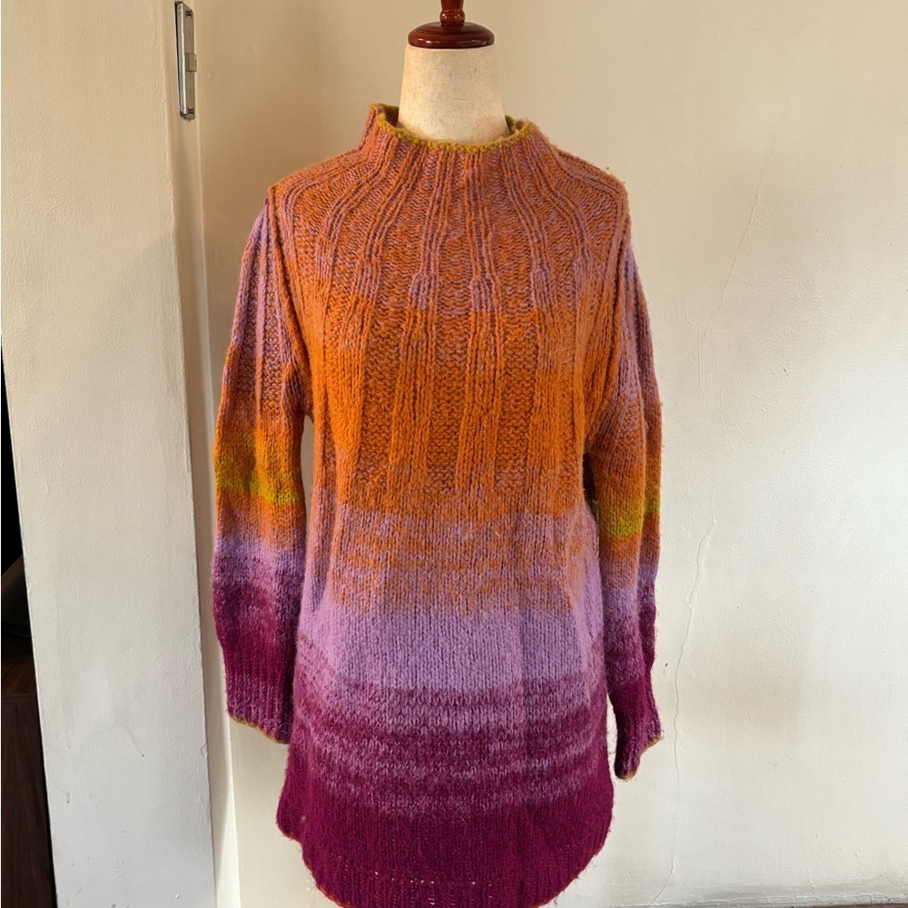 Anthropologie Knit Wool Alpaca Blend Long Sleeve Relaxed Fit Pullover Sweater - Picture 3 of 7
